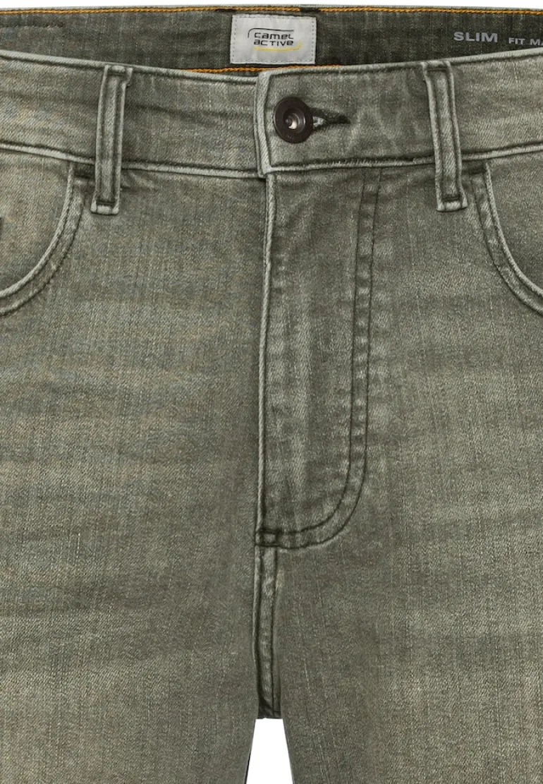 Colour Denim Shorts Slim Fit khaki