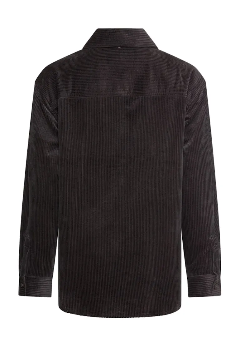 Cord-Bluse aus reiner Baumwolle caviar