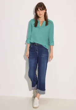Cord-Bluse in Unifarbe adriatic green