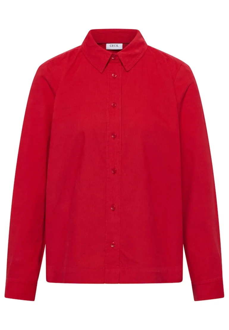 Cord Hemdbluse fiery red