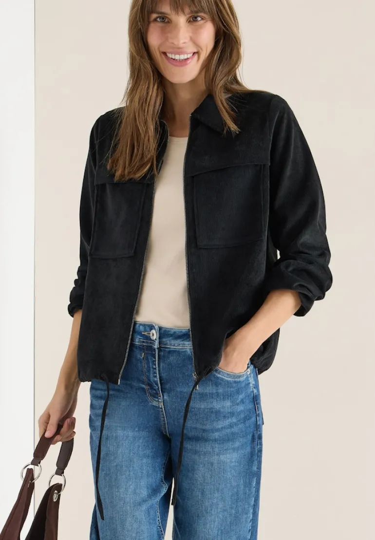 Cordjacke mit Tunnelzug black