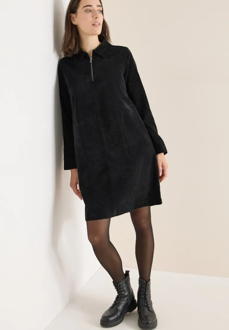 Cordkleid mit Zipper black