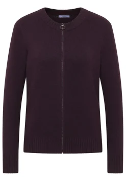 Cosy Cardigan mit Zipper eggplant red melange