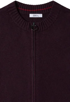 Cosy Cardigan mit Zipper eggplant red melange