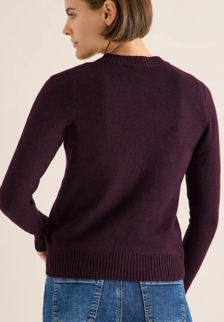 Cosy Cardigan mit Zipper eggplant red melange