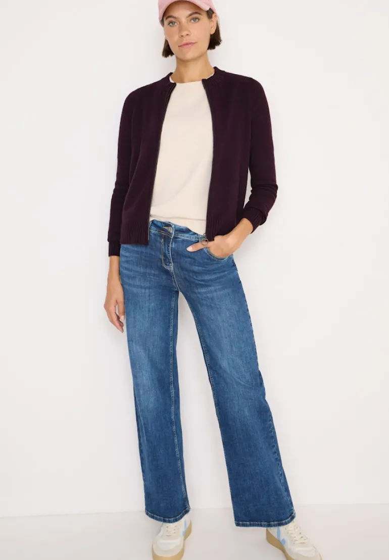 Cosy Cardigan mit Zipper eggplant red melange