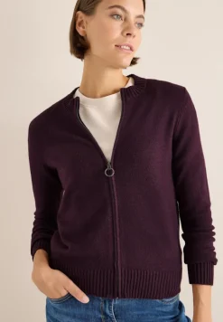 Cosy Cardigan mit Zipper eggplant red melange