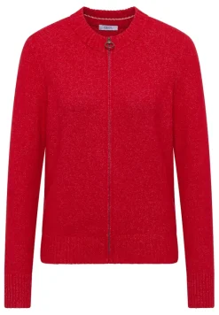 Cosy Cardigan mit Zipper fiery red melange