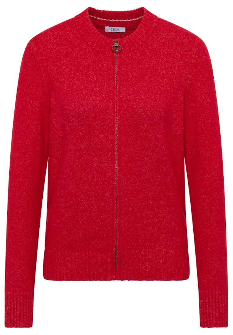 Cosy Cardigan mit Zipper fiery red melange