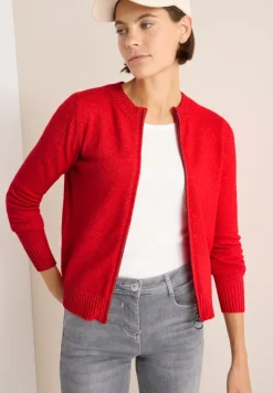 Cosy Cardigan mit Zipper fiery red melange