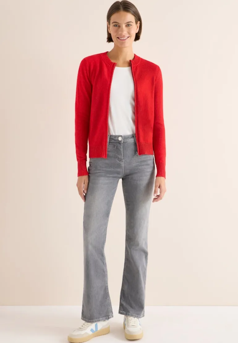 Cosy Cardigan mit Zipper fiery red melange