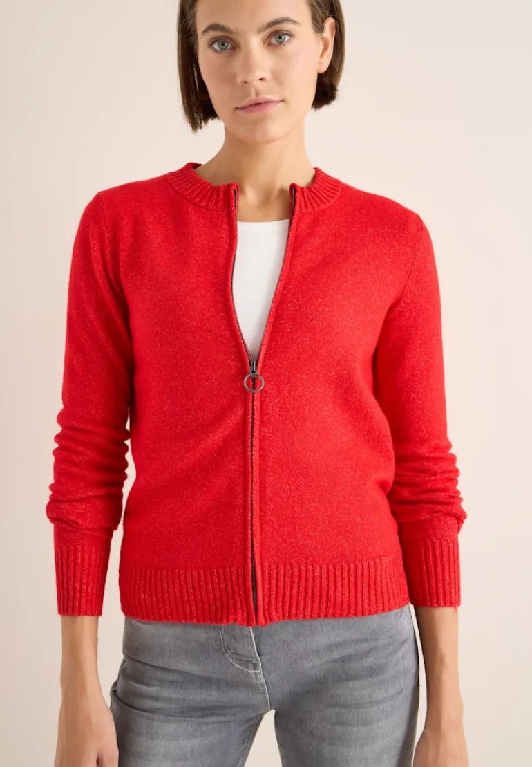 Cosy Cardigan mit Zipper fiery red melange
