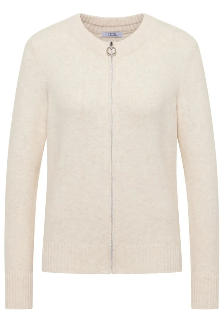 Cosy Cardigan mit Zipper oat milk beige melange