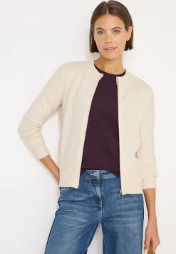 Cosy Cardigan mit Zipper oat milk beige melange