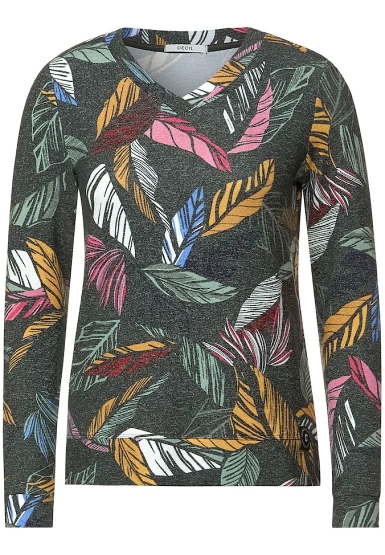Cosy feel Shirt mit Print pine green melange