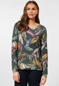 Cosy feel Shirt mit Print pine green melange