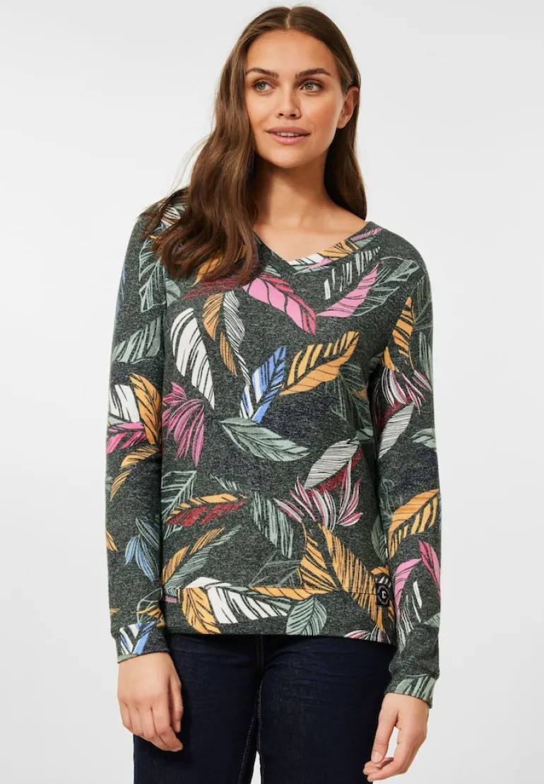Cosy feel Shirt mit Print pine green melange