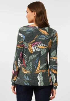 Cosy feel Shirt mit Print pine green melange