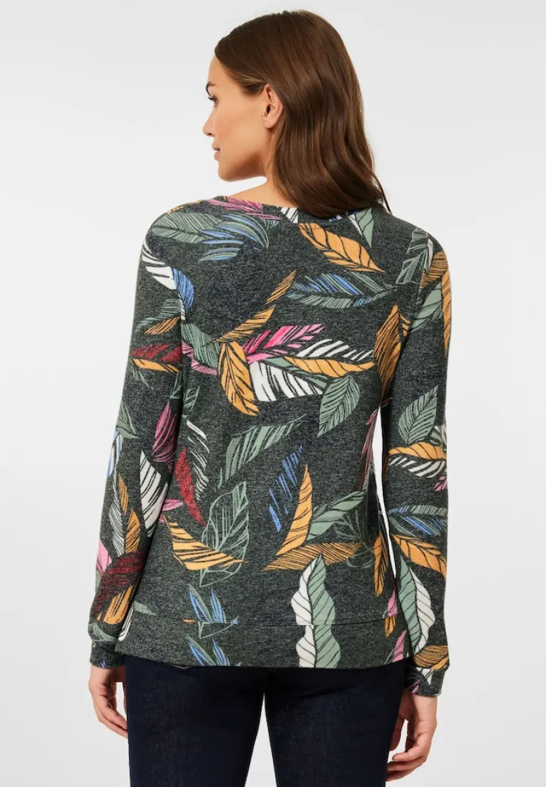 Cosy feel Shirt mit Print pine green melange