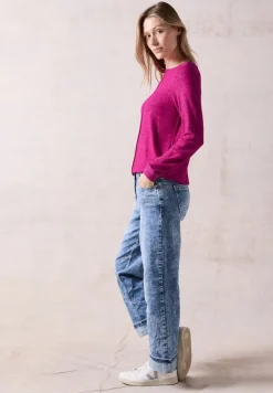 Cosy Langarmshirt jewel pink melange