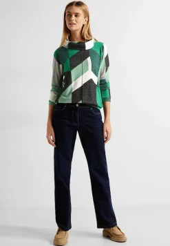 Cosy Shirt mit Print cosy easy green melange