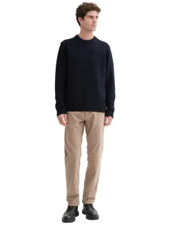 Cosy Strickpullover mit Logo-Badge knitted navy melange