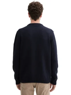 Cosy Strickpullover mit Logo-Badge knitted navy melange