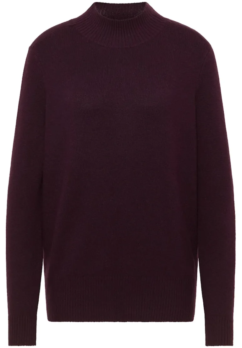 Cosy Turtleneck Pullover eggplant red melange