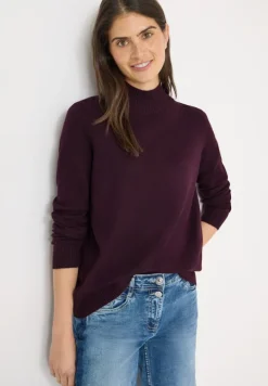 Cosy Turtleneck Pullover eggplant red melange