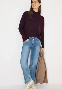 Cosy Turtleneck Pullover eggplant red melange