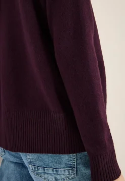 Cosy Turtleneck Pullover eggplant red melange