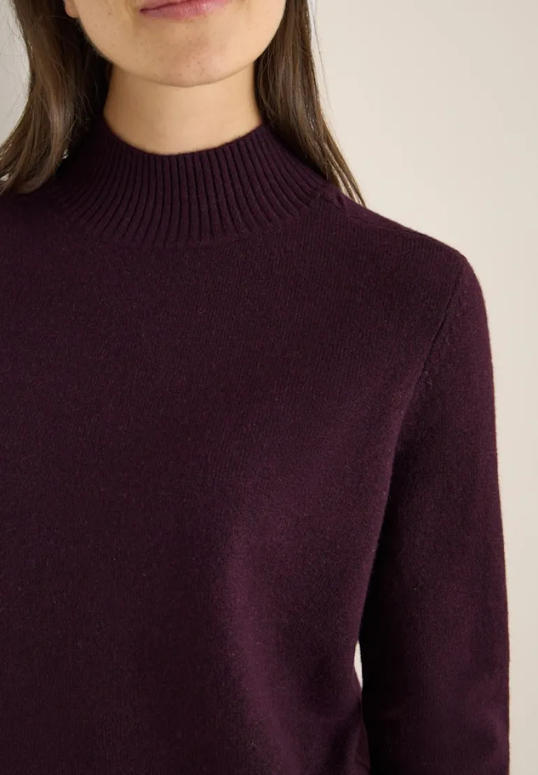 Cosy Turtleneck Pullover eggplant red melange