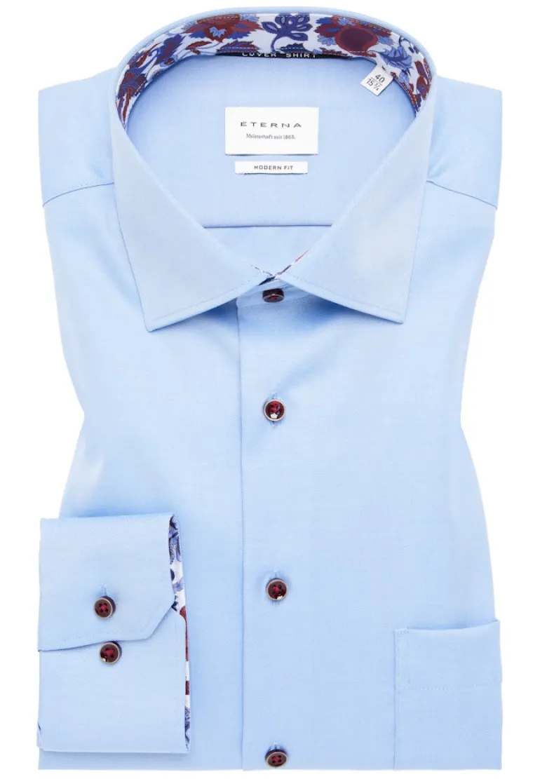 Cover Shirt Twill Langarm mittelblau