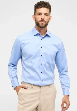 Cover Shirt Twill Langarm mittelblau