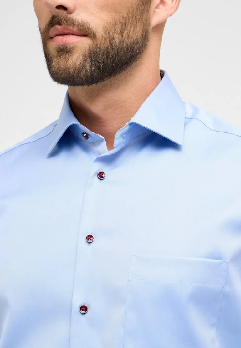Cover Shirt Twill Langarm mittelblau