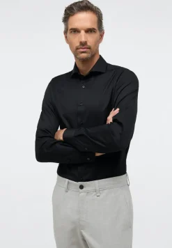 Cover Shirt Twill Langarm schwarz