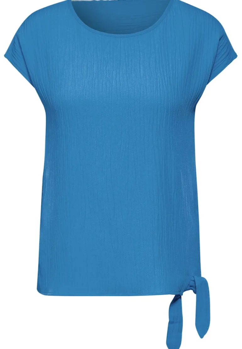Crepe Knoten Bluse azure blue