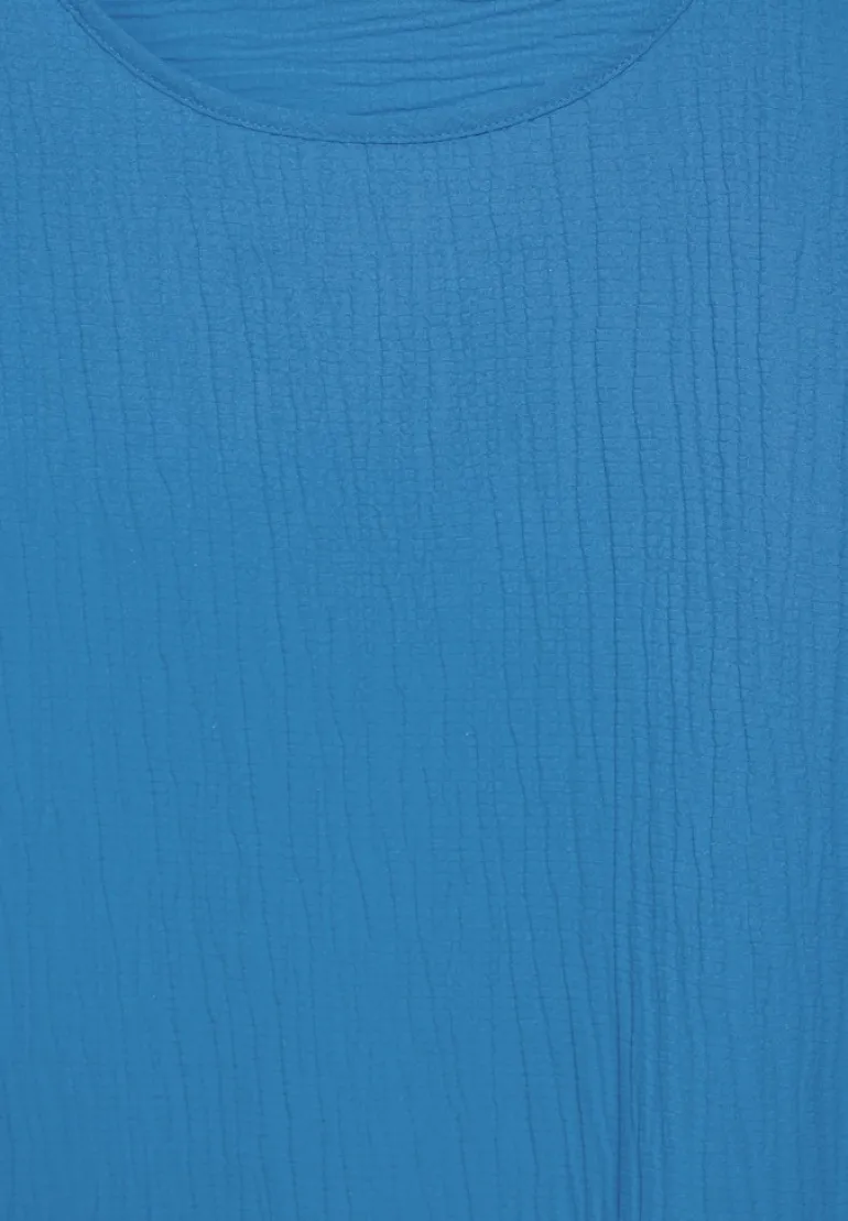 Crepe Knoten Bluse azure blue