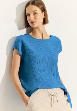 Crepe Knoten Bluse azure blue
