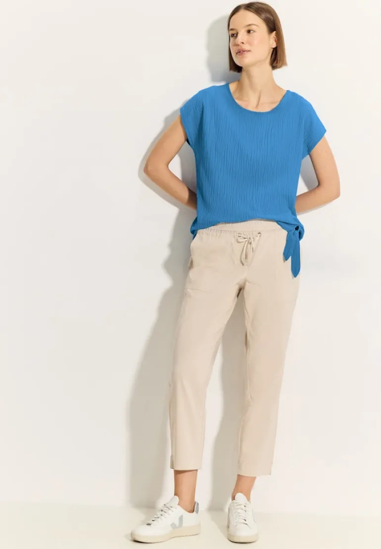 Crepe Knoten Bluse azure blue