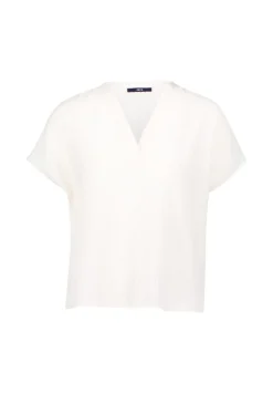 Crinkle-Bluse mit V-Ausschnitt eggnog