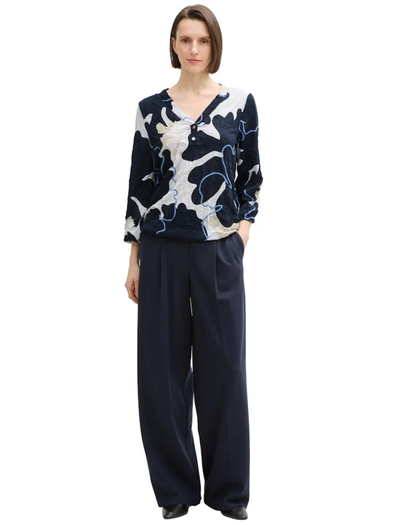 Crinkle Blusenshirt big floral shapes design