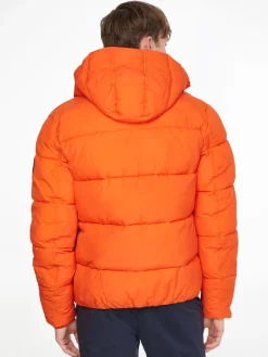 CRINKLE NYLON QUILT JACKET coral orange