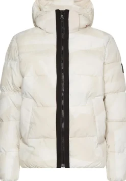CRINKLE NYLON QUILT JACKET shadow print egret stony beige