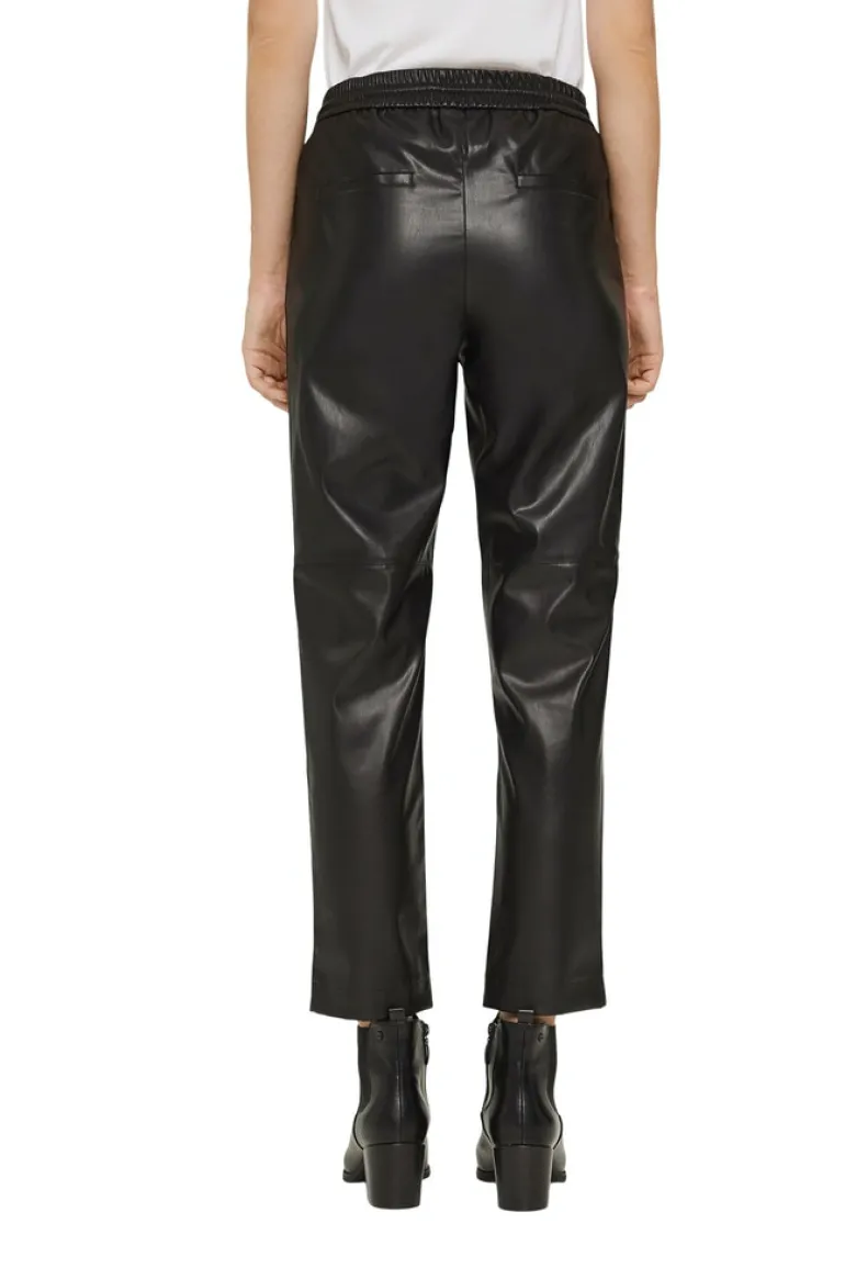 Cropped Hose in Leder-Optik mit Kordelzugbund black