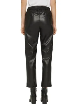 Cropped Hose in Leder-Optik mit Kordelzugbund black