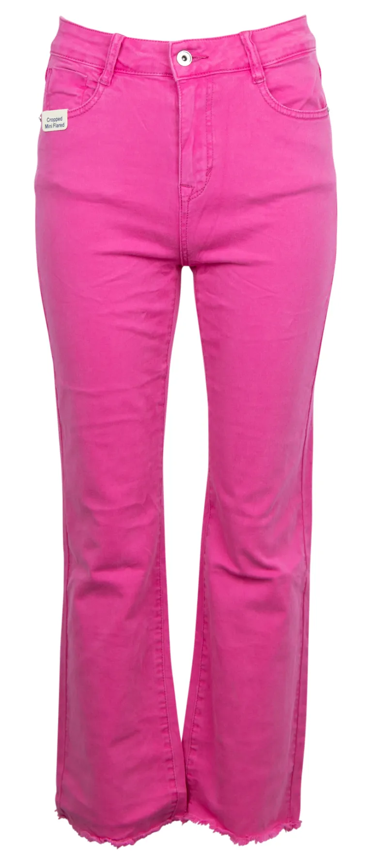 Cropped Mini Flared Jeans pink