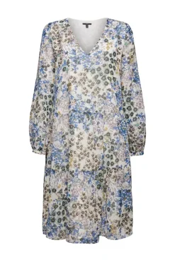 Crêpe-Kleid mit Millefleurs light beige