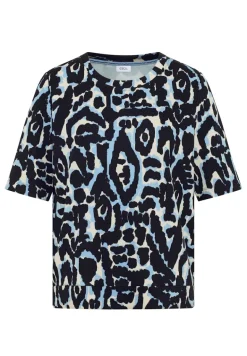 Cupro Touch Print-Shirt urban dark blue