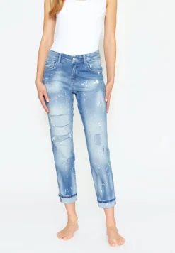 DARLEEN CROP TU mid blue fancy used destroyed